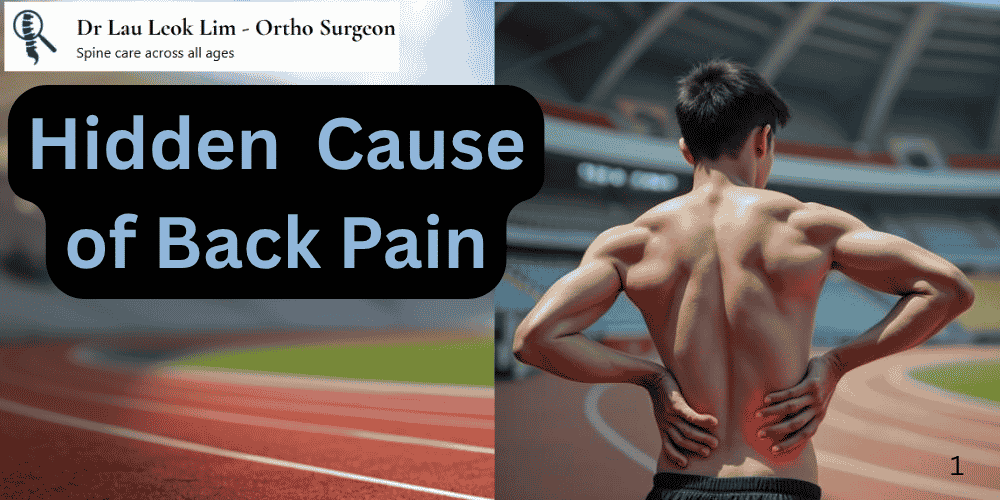 AI generated- back pain in stadium - Asian teen