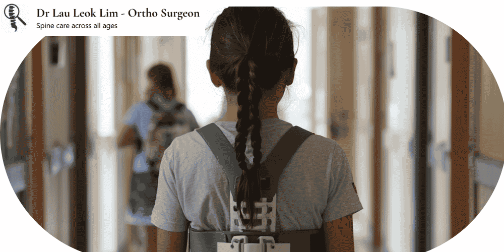 AI generated image of a girl wearing scoliosis brace