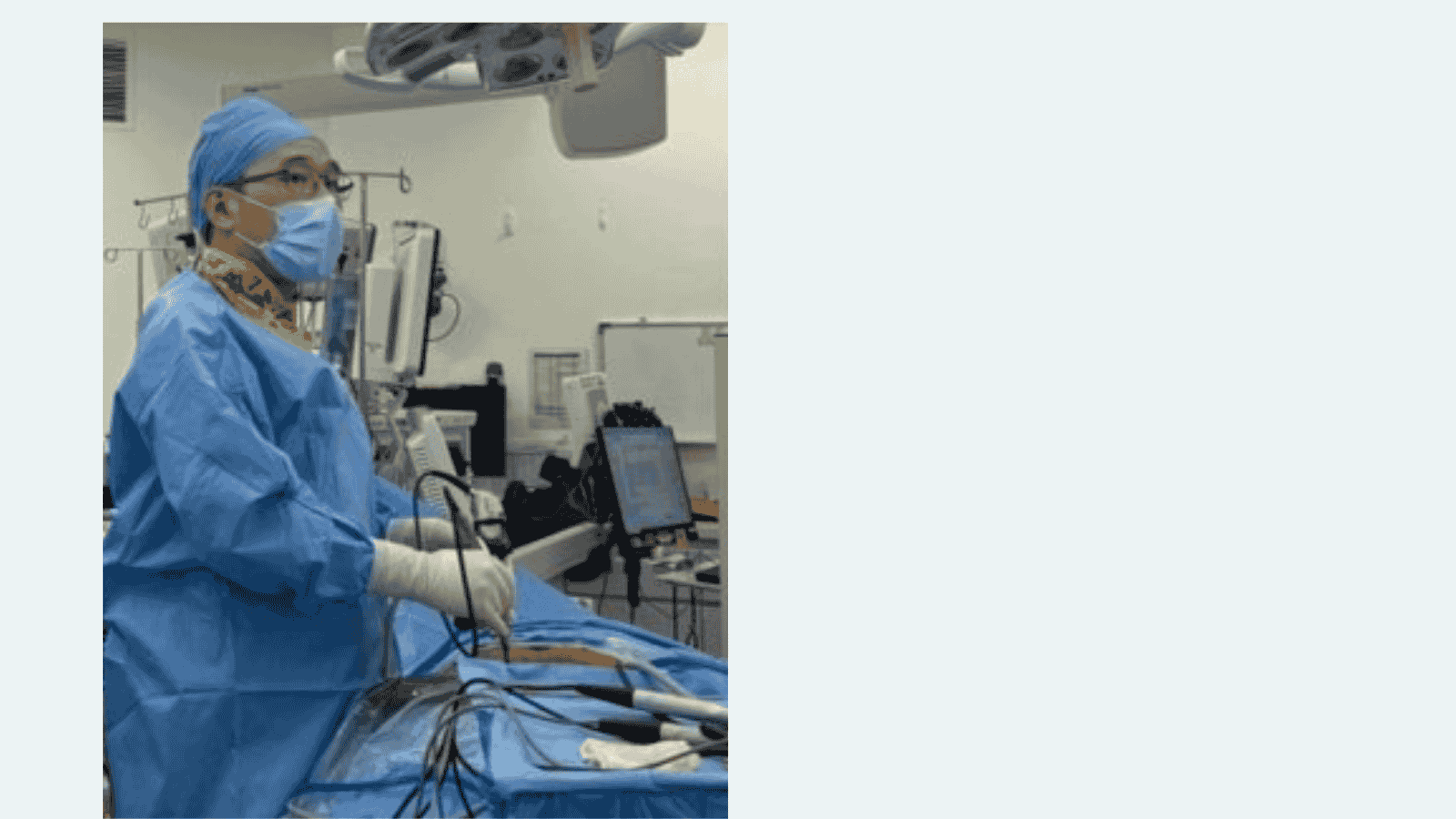 Dr Lau performing biportal endoscopic spine surgery
