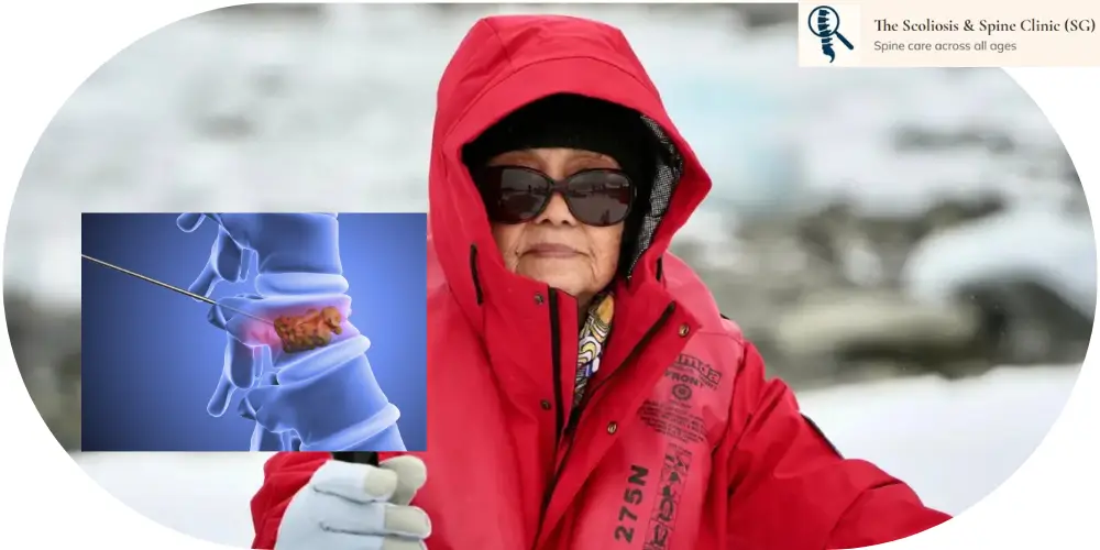 Enjoying at Antarctica after vertebroplasty